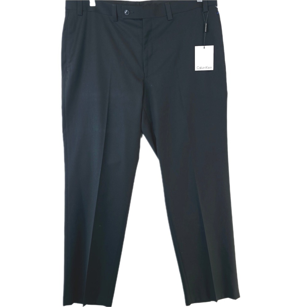 Calvin Klein Dress‎ Pants Men 38x30 Black Flat Front JRMYP Professional Trousers